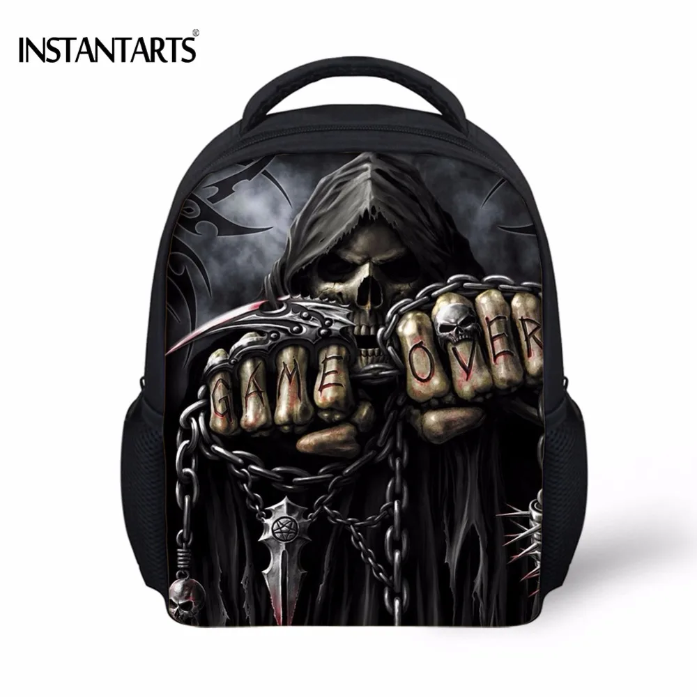 

INSTANTARTS Punk Grim Reaper Printing Boys Girls Mini School Bags Casual Baby Book Bags Kindergarten Students Children Schoolbag