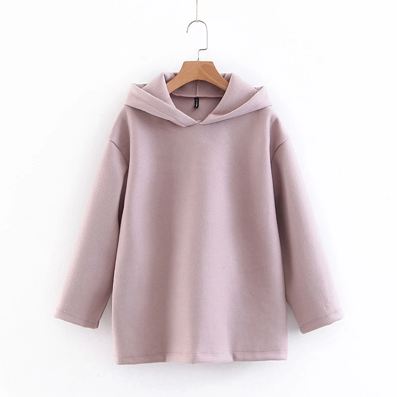 

Casual Woolen Hoodies Autumn Winter Hooded Sweatshirts Plus Size Loose Women Pullover Hoodies Tops XZ1907