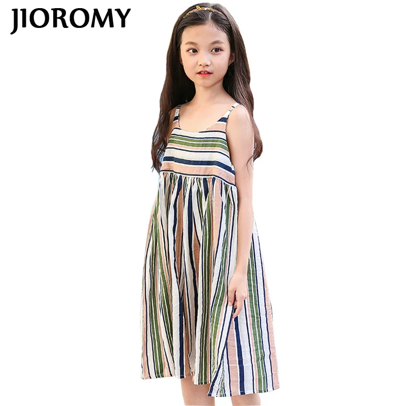 

JIOROMY Girls summer causal dress explosions 2019 big children's cotton stripe princess dresses harness dress for kids
