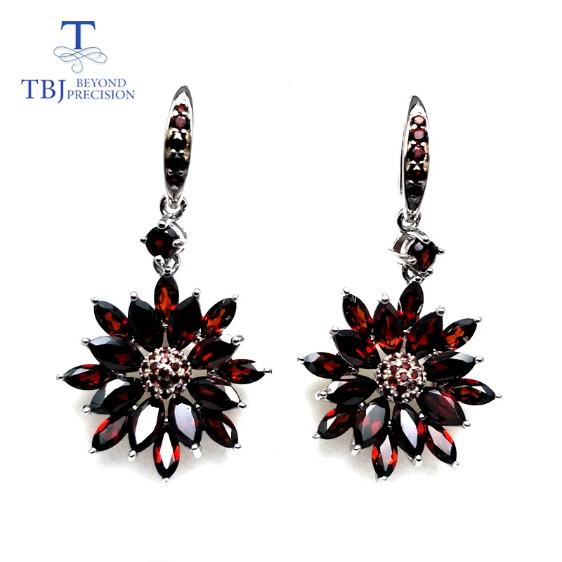 

TBJ,natural mozambique red garnet real gemstone hook earring 925 sterling silver fine jewelry for women christmas party gift
