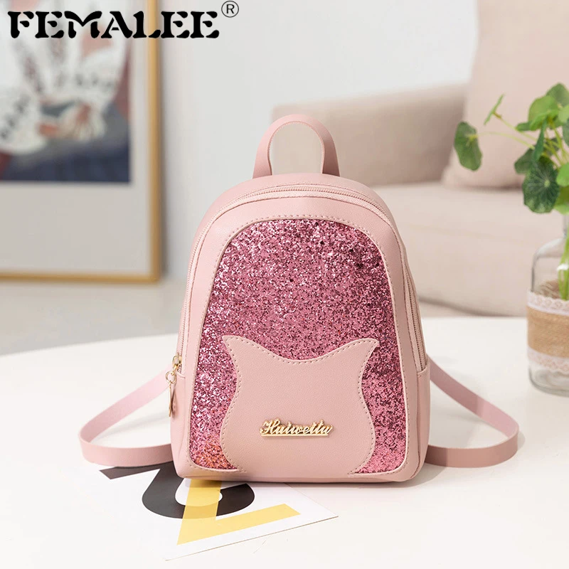 

PU Leather Sequins 2019 Design Backpack Women Fashion Casual Shoulder Bag Shinning Cross Body Bag Girls School Bag Panelled Bag