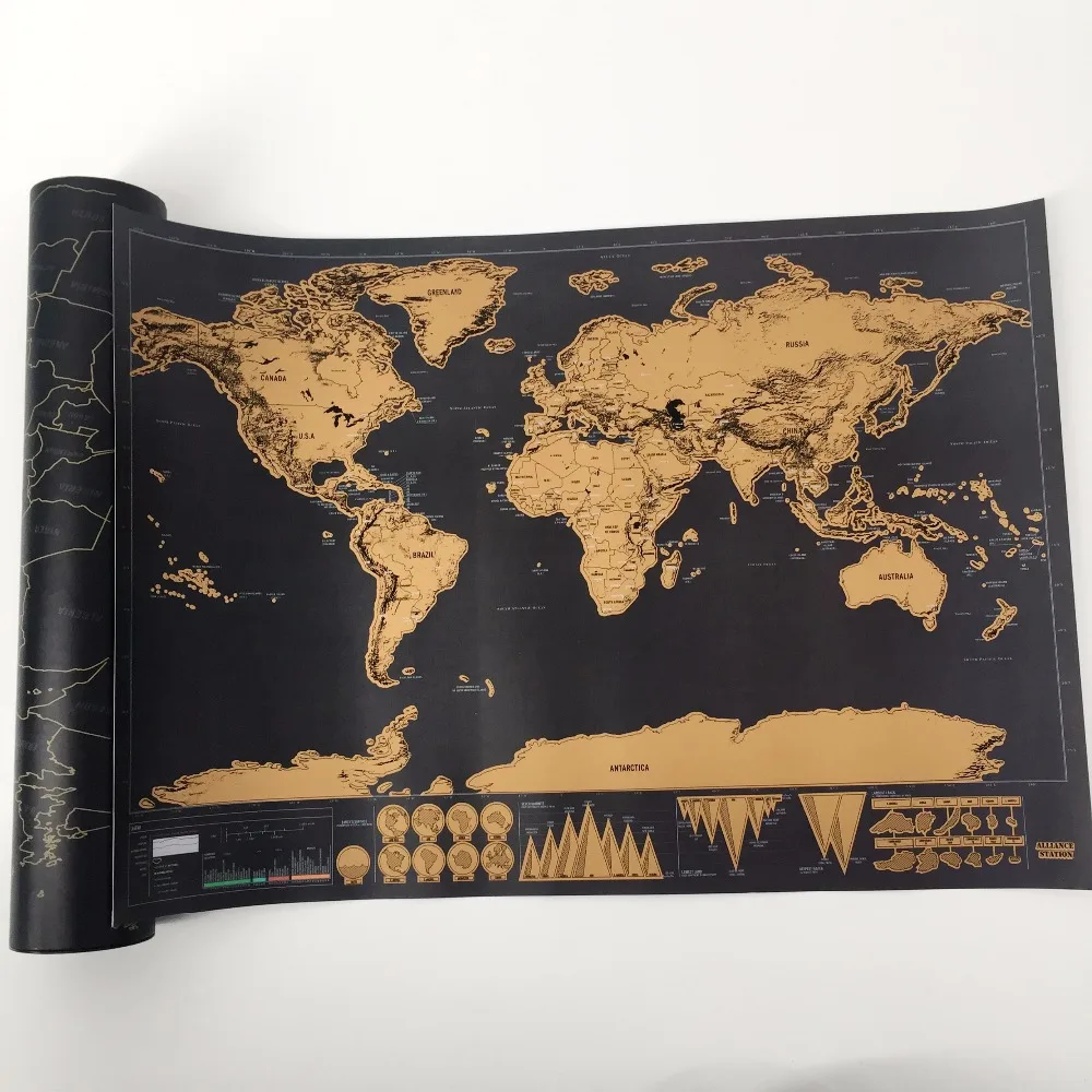 

drop shipping 1 pcs New arrival Deluxe Scratch Map Personalized World Scratch Map Mini Scratch Off Foil Layer Coating Poster