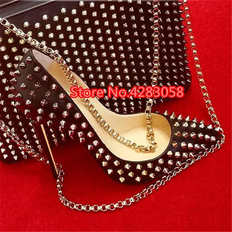 

Free shipping fashion women Pumps lady Black matt leather spikes point toe high heels shoes thin heeled 12cm 10cm 8cm Stiletto