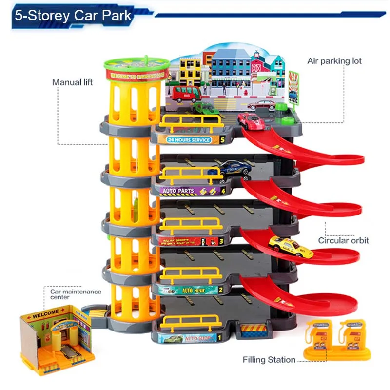 Многоэтажная сборка детская шина игрушки «парковка» автомобиль Классическая Игрушка фигурки Трансформация игрушки подарки для детей - Цвет: 5 Story Car Park