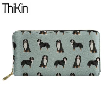 

Thikin Laides Fashion Purse Bernese Mountain Dog Printing Wallets Women Long Phone Card Holders For Feminine Cute Coin Pocket