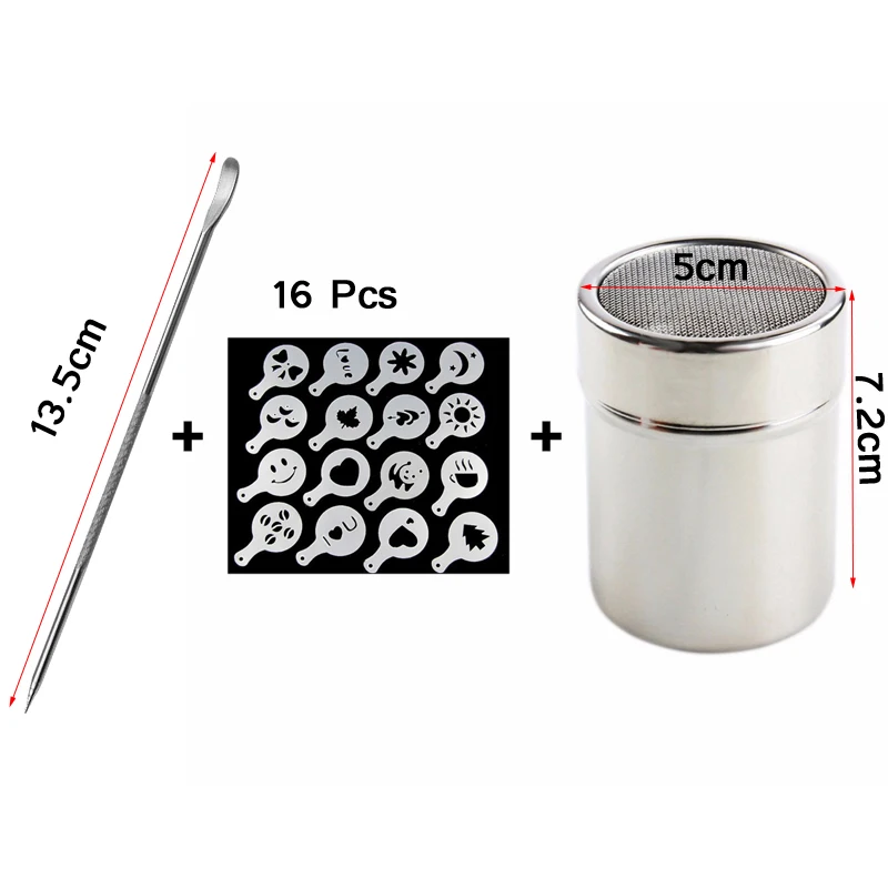 16 шт. кафе пенопластовый шаблон Бариста трафареты плесень кофе художественные иголки из нержавеющей стали латте гирлянда иглы порошок посыпать