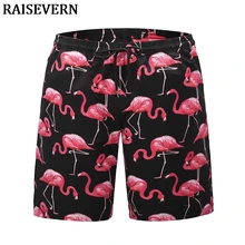 Летние мужские пляжные шорты Быстросохнущие шорты 3D Фламинго с принтом, повседнедневые, свободные уличная пляжная одежда Homme доска, рубашки и блузы плюс Размеры