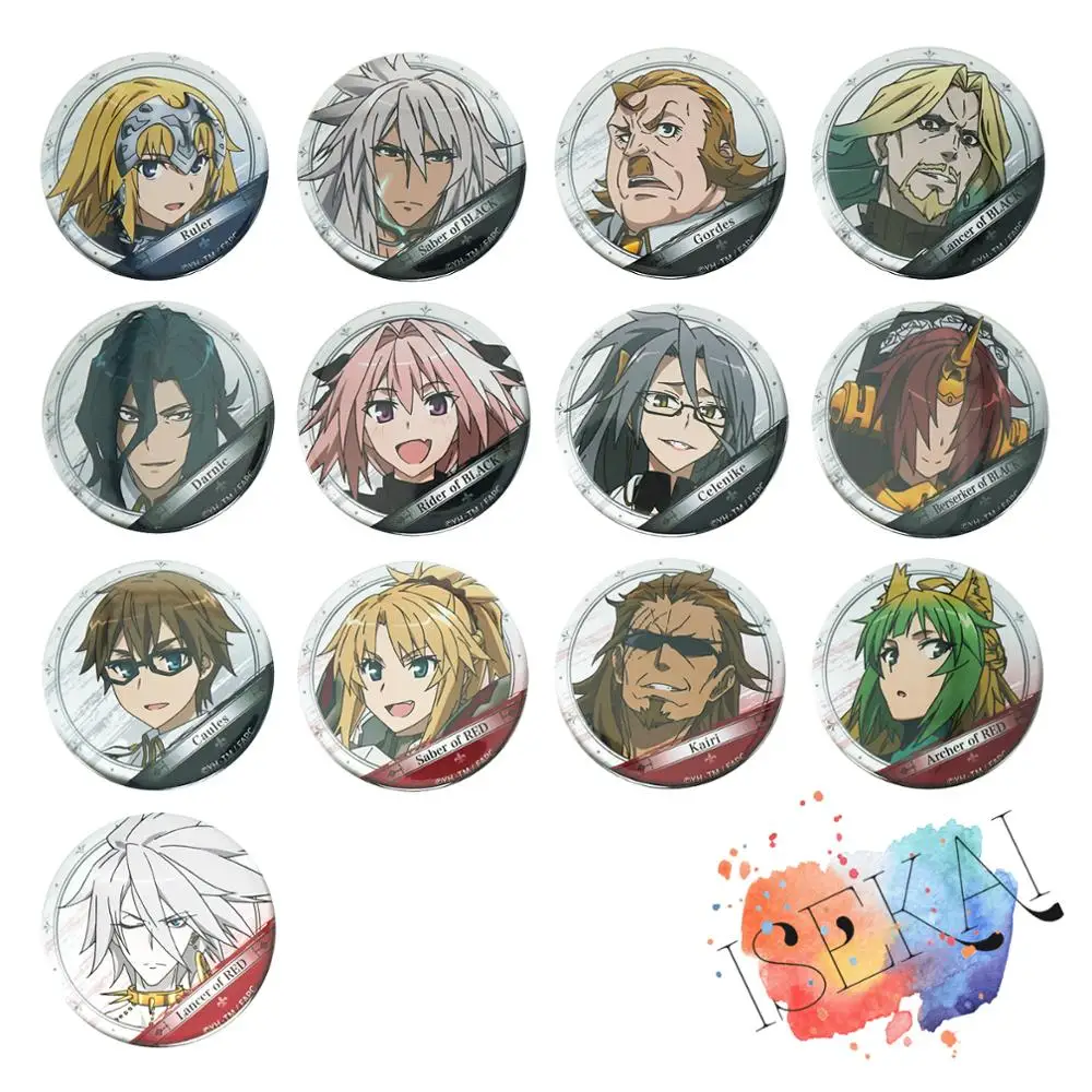 Fate Apocrypha аниме металлический значок Sieg Mordred Jeanne D'Arc Astolfo Karna Vlad III Atlanta Yggdmillennia