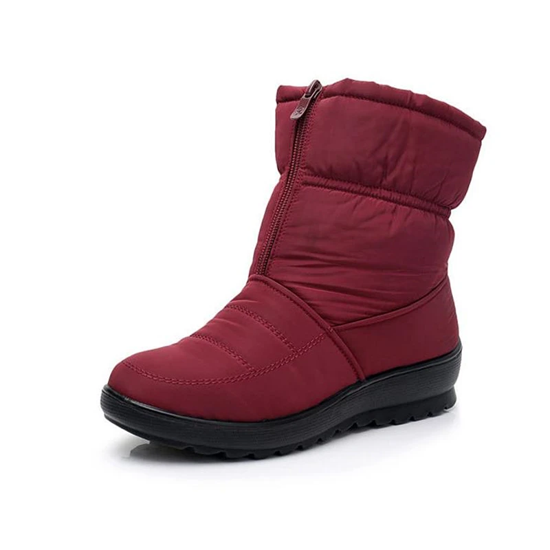 2019 Botas de invierno para Mujer, Botas bajas de cuña impermeables para Mujer, Zapatos de felpa con plataforma, Botas para Mujer 35 41|Botas de - AliExpress