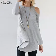 ZANZEA Women Tops 2017 Autumn Blusas Ladies Sexy Tunic Off Shoulder Long Sleeve Pullover Casual Loose Blouses Shirts Plus Size