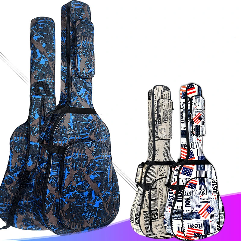 600D водостойкая ткань Оксфорд двойной прошитый Мягкий ремень Gig Bag Чехол для гитары 40/41 дюймов Акустическая классическая народная гитара