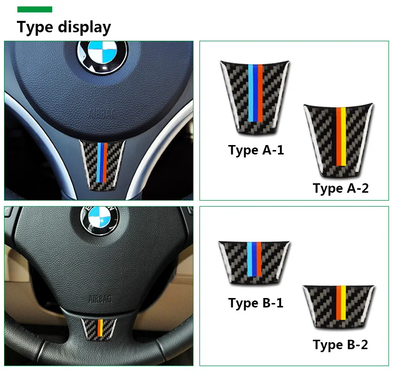  for BMW E90 E92 3 Series Interior Carbon Fiber Car Steering Wheel Stickers M Sport 2005-2012 Accessories Car Styling  (2)