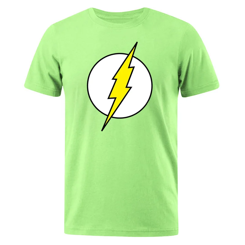 The BIG BANG Theory T-SHIRT The lightning Print The Flash Men T Shirts Hot Sale Casual Tee Shirt Cotton Clothing Plus Size 3XL - Цвет: light green 6