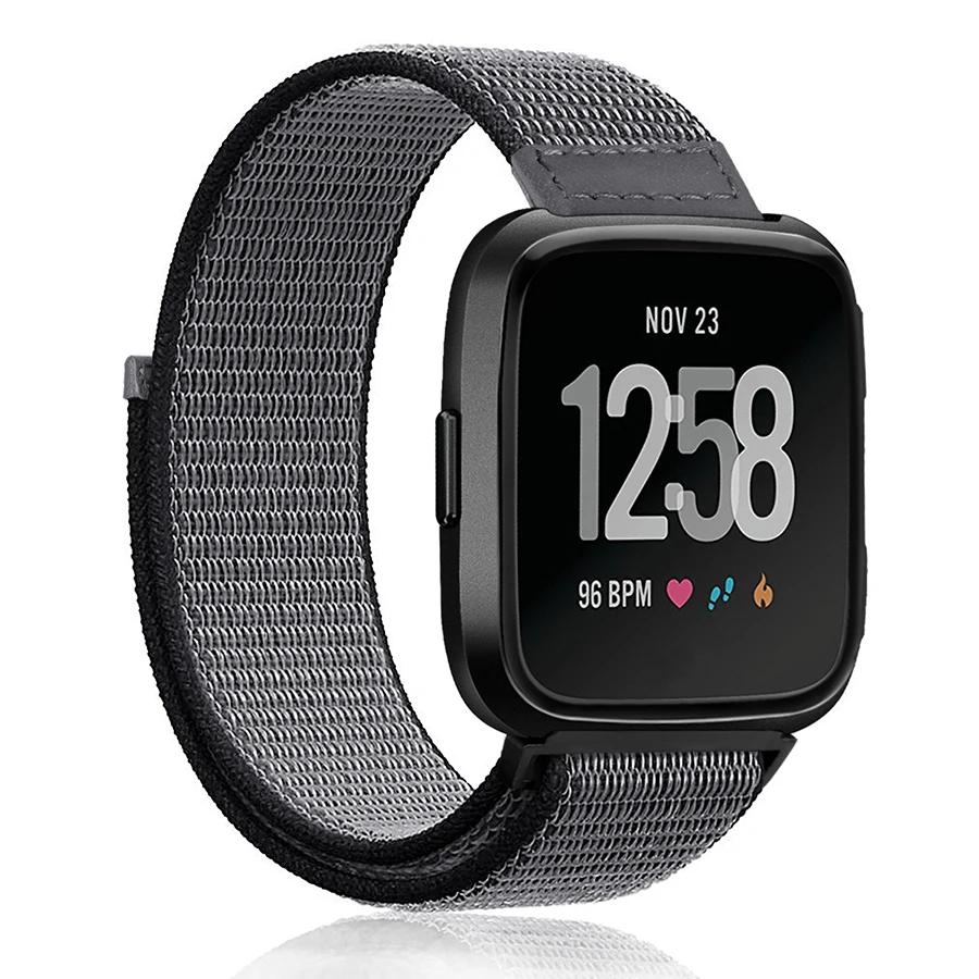 For Fitbit Versa Band Nylon Sport Loop with Hook and Loop Adjustable ...