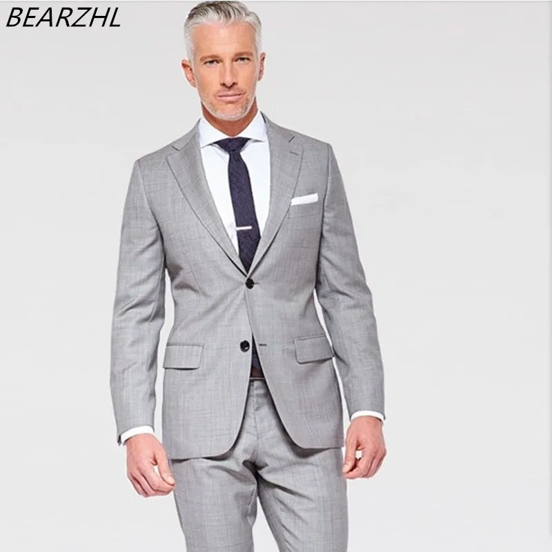 Traje De Boda Para Hombre Traje Para Novio Esmoquin Gris Claro Traje De Negocios 2020 Custom Made Suits Suits For Menmodern Suits For Men Aliexpress