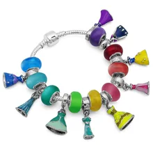 Bijoux Colorful Princess Dress Bracelet & Bangles for Woman European DIY Glass Bead Pandora Charm Bracelets Female Jewelry