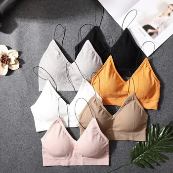 

2019 Women Padded Summer Bra Ladies Tube Top Female Underwear Thin Straps Cropped Top