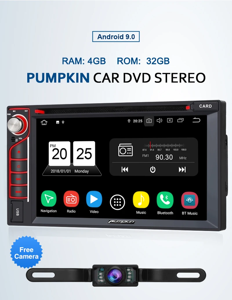 Cheap Pumpkin 2 Din 6.2"Universal Octa-core Android 9.0 Car Radio 4G RAM 32G ROM Stereo Audio Player GPS Navigation Wifi OBD2 DAB FM 1 Cheap Pumpkin 2 Din 6.2"Universal Octa-core Android 9.0 Car Radio 4G RAM 32G ROM Stereo Audio Player GPS Navigation Wifi OBD2 DAB FM 1