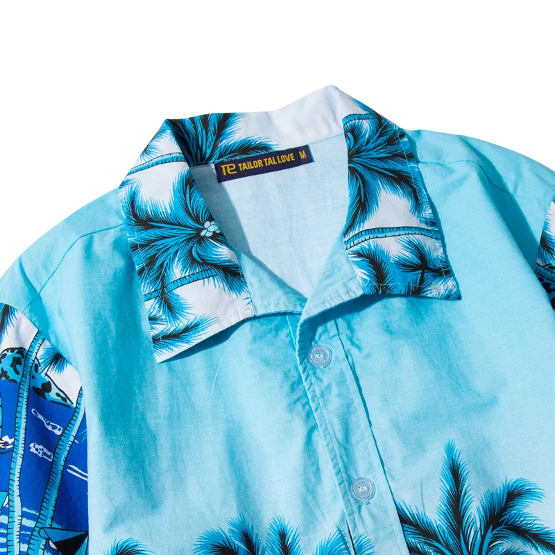 Mens Hawaiian Shirts Short Sleeve Tropical Palm Shirts Men Summer camisa masculina Fancy Beach Shirts Men Holiday Party Clothing