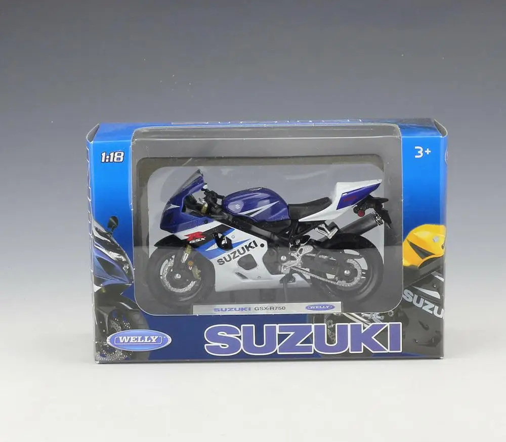 Welly 1:18 SUZUKI GSX R750 мотоцикл велосипед Модель игрушки в коробке