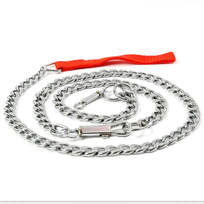 

Metal stainless steel Medium and Large dog Chain durable adjustable big dog Collar and leash Resistant to bite Pet traction rope