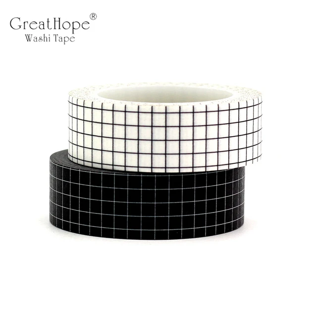 10M Black and White Grid Washi Tape Paper DIY Planner Masking Tape Adhesive  Tapes Stickers Decorative Stationery Tapes