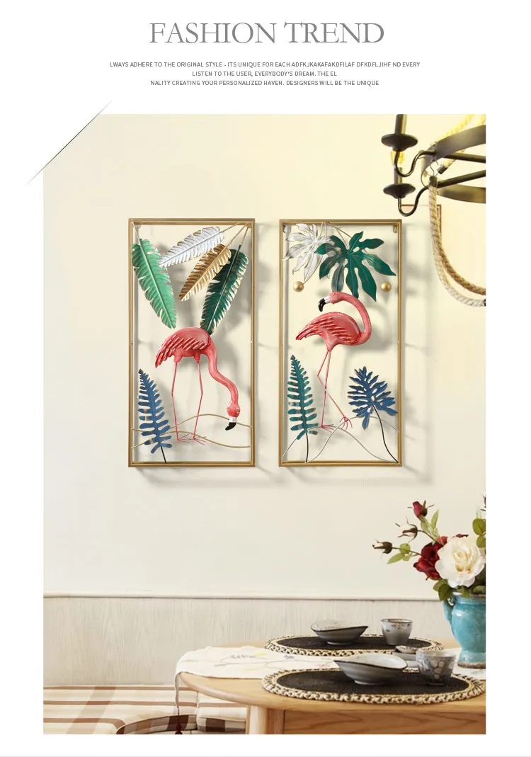 Креативное Кованое Настенное подвесное украшение в виде фламинго, украшение на стену для дома, гостиной, дивана, фоновая настенная Фреска, аксессуары