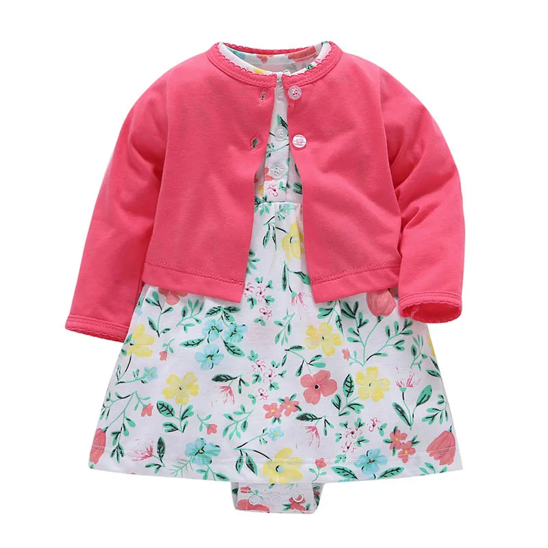 2 предмета, боди для новорожденных девочек г. Лето-осень, детские топы с длинными рукавами, кардиган+ боди с короткими рукавами, платье - Цвет: 1