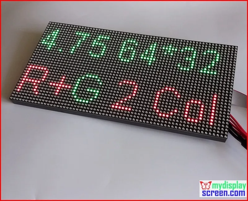 P4.75 внутренний двухцветный светодиодный модуль, высокая четкость, top1 для текстового дисплея, 304*152 мм, 64*32 пикселей, красный, зеленый, желтый цвет матрицы