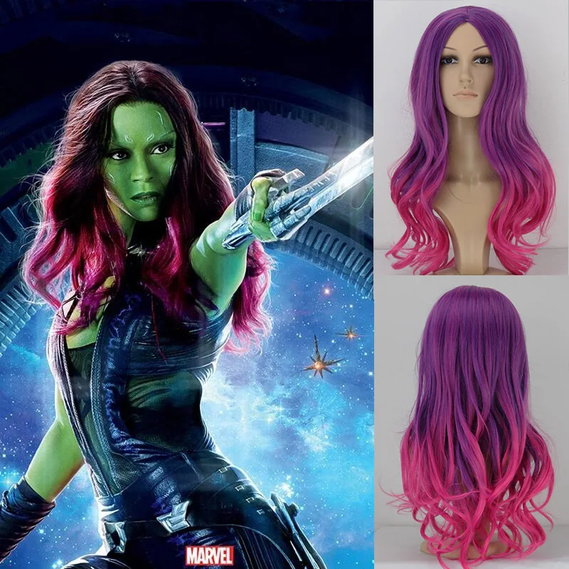 Gardiens of the Galaxy Gamora Gradient long wavy cosplay Wig/Wigs 