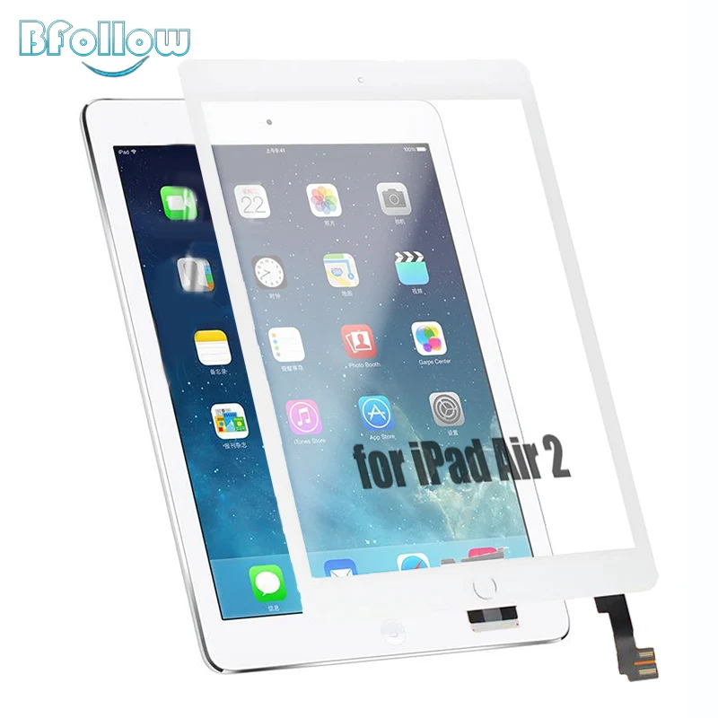 

BFOLLOW Touch Screen for iPad Air 2 iPad 6 Panel Screen Assembly with Frame Sticker with Home Button A1566 A1567 Replacement