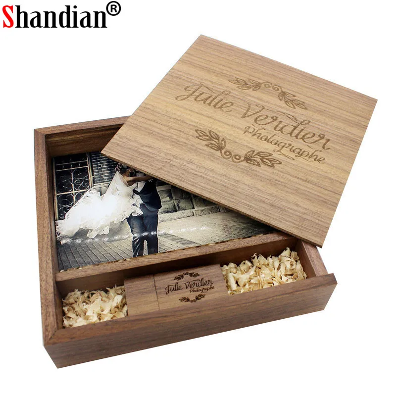 SHANDIAN maple Photo Album Wood usb+Box Memory stick Pendrive 8GB 16GB
