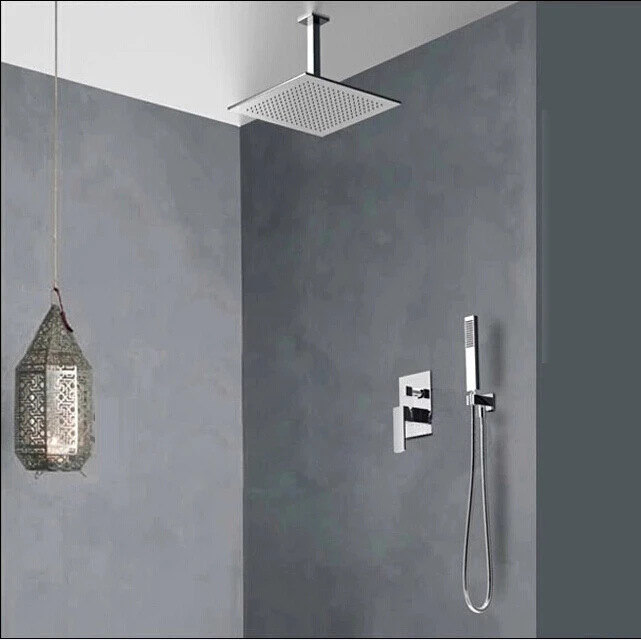 

BECOLA Free Shipping Wall Chrome Shower Set. Concealed Shower Faucets. 10 inch rainfall square shower head,Bath tap mixer