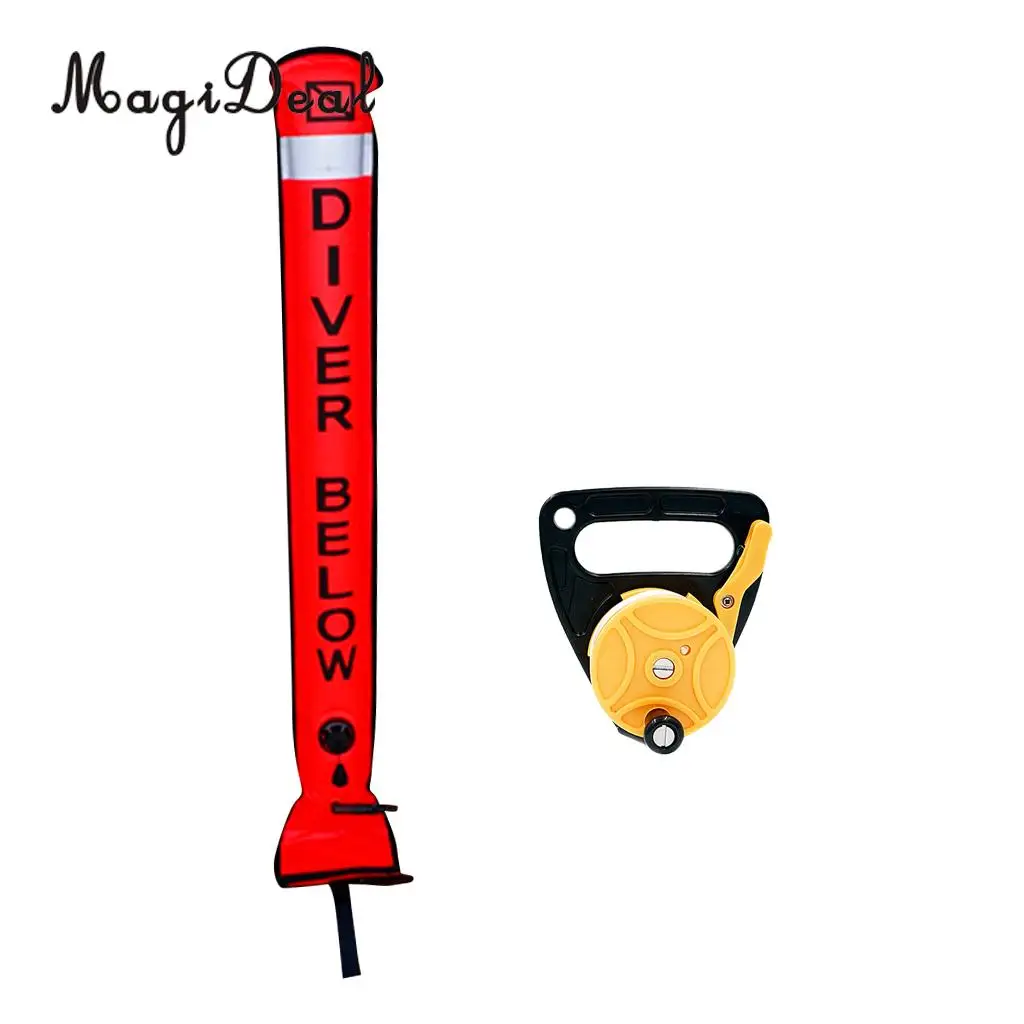 MagiDeal Professional Scuba Diving Diver Reflective Safety Sausage / SMB Surface Marker Buoy with Dive Reel Kayak Anchor
