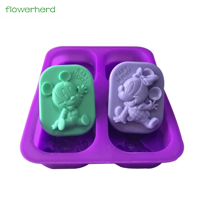 

4 Holes 3D Mickey Silicone Mold-DIY Arts and Crafts Ice Cube Chocolate Cake Soap Handmake Tools