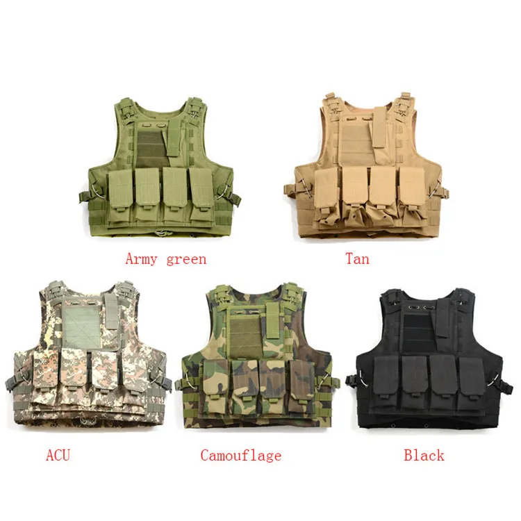 

Camo US Army Combat Assault Vest Molle System Airsoft Paintball Vest 800D Oxford Security Military Tactical Vest w/ Many Pouches