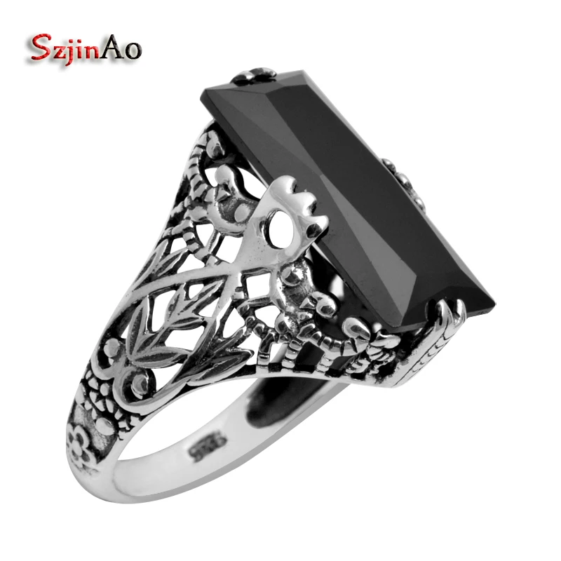 

Szjinao Sexy Black Zirconia Rings For Women Birthday Party Square Gothic 925 Sterling Silver Jewelry buy-direct-from-china