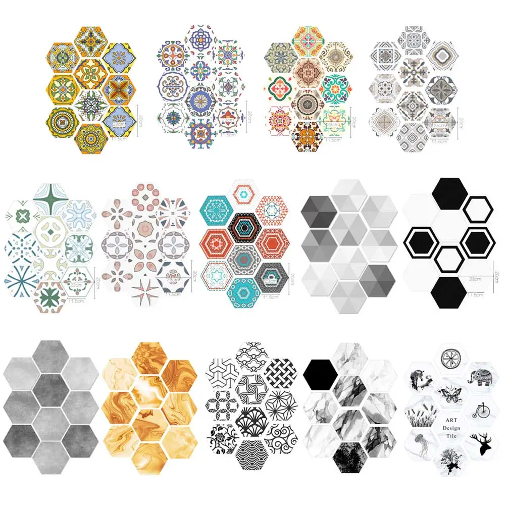 

10 Pcs PVC Wall Sticker Hexagon Tile Sticker Self Adhesive Floor Sticker New