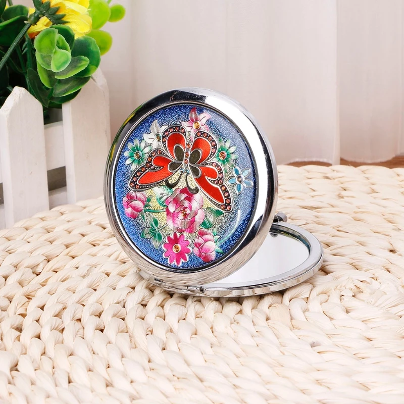 Classic Vintage Pattern Portable Hand Mini Pocket Makeup Mirror Fashion