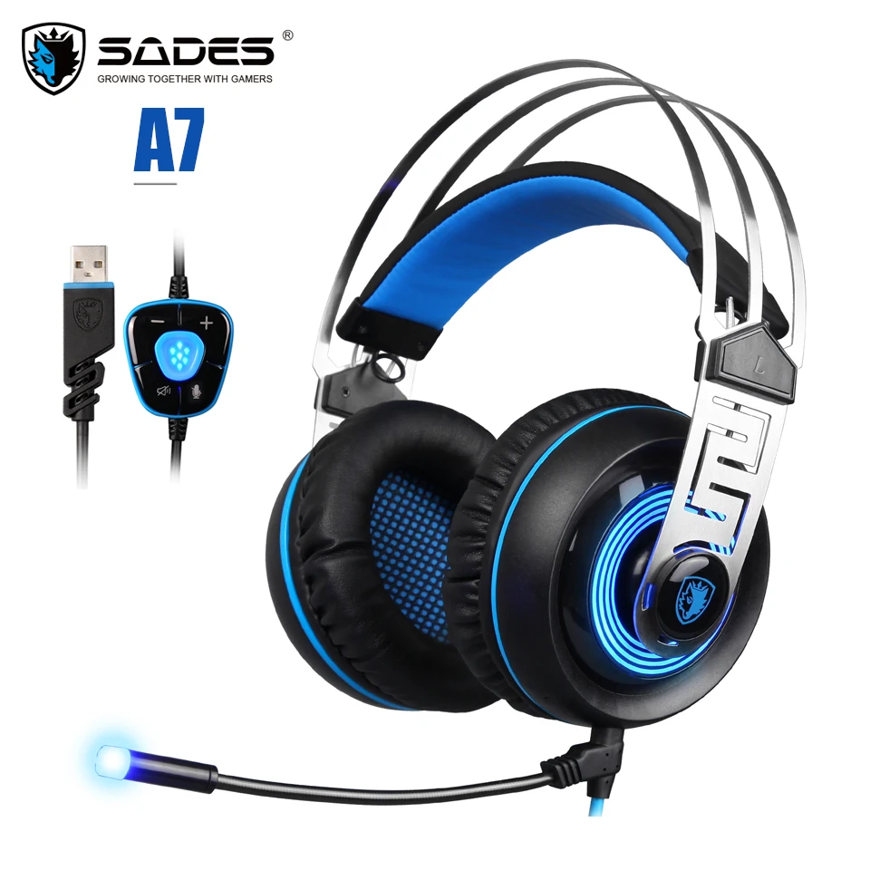 Sades A7 Gaming Headset 7.1 Stereo Surround Sound Earphone Game Headphone with Mic Led for PC Laptop Gamer (1)