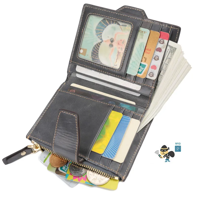 RFID Wallet Female Coin Purse Ladies Pocket Money Bag Women Leather