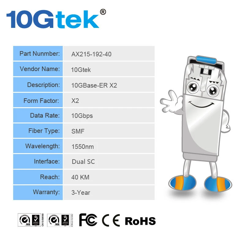 X2-10GB-ER 10GBase-ER X2 модуль приемопередатчика для SMF, 1550-nm волны, SC дуплексный разъем