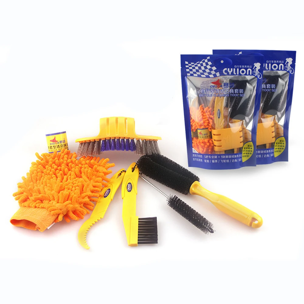 6 pcs/lot Bicycle Chain Cleaner Cycling Clean Tire Brushes Tool Kits