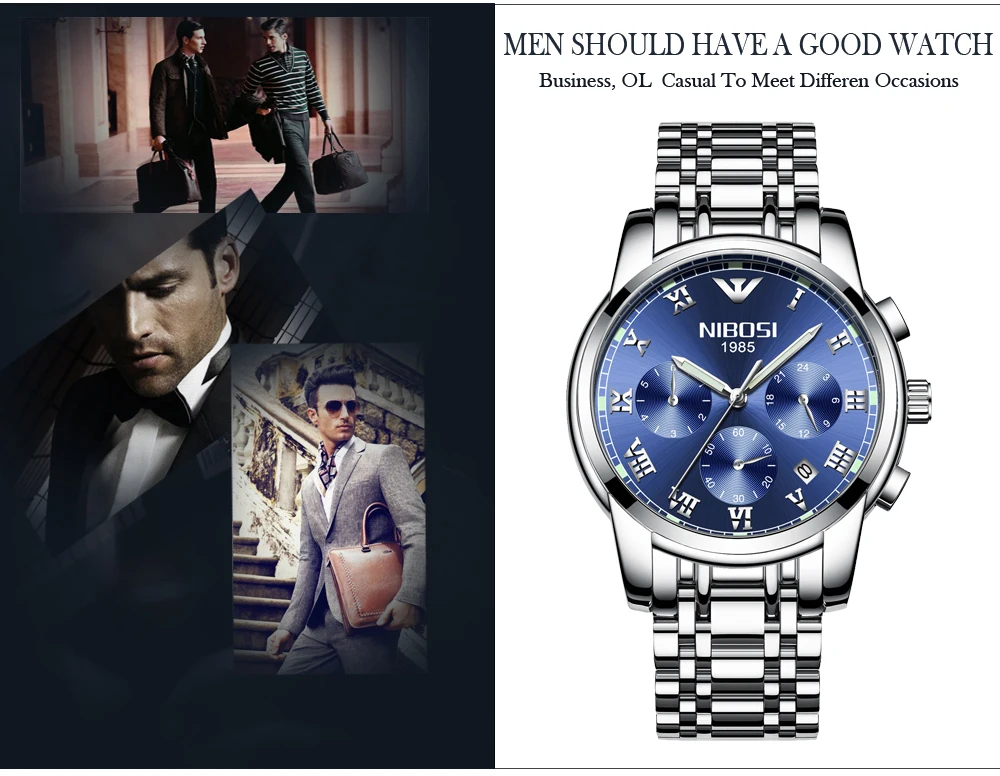 Saat Watch Men Gold Luxury 2017 NIBOSI Full Steel Wrist Watch Brand Dress Mens Watches Blue Uhren Herren Wasserdicht  (3)