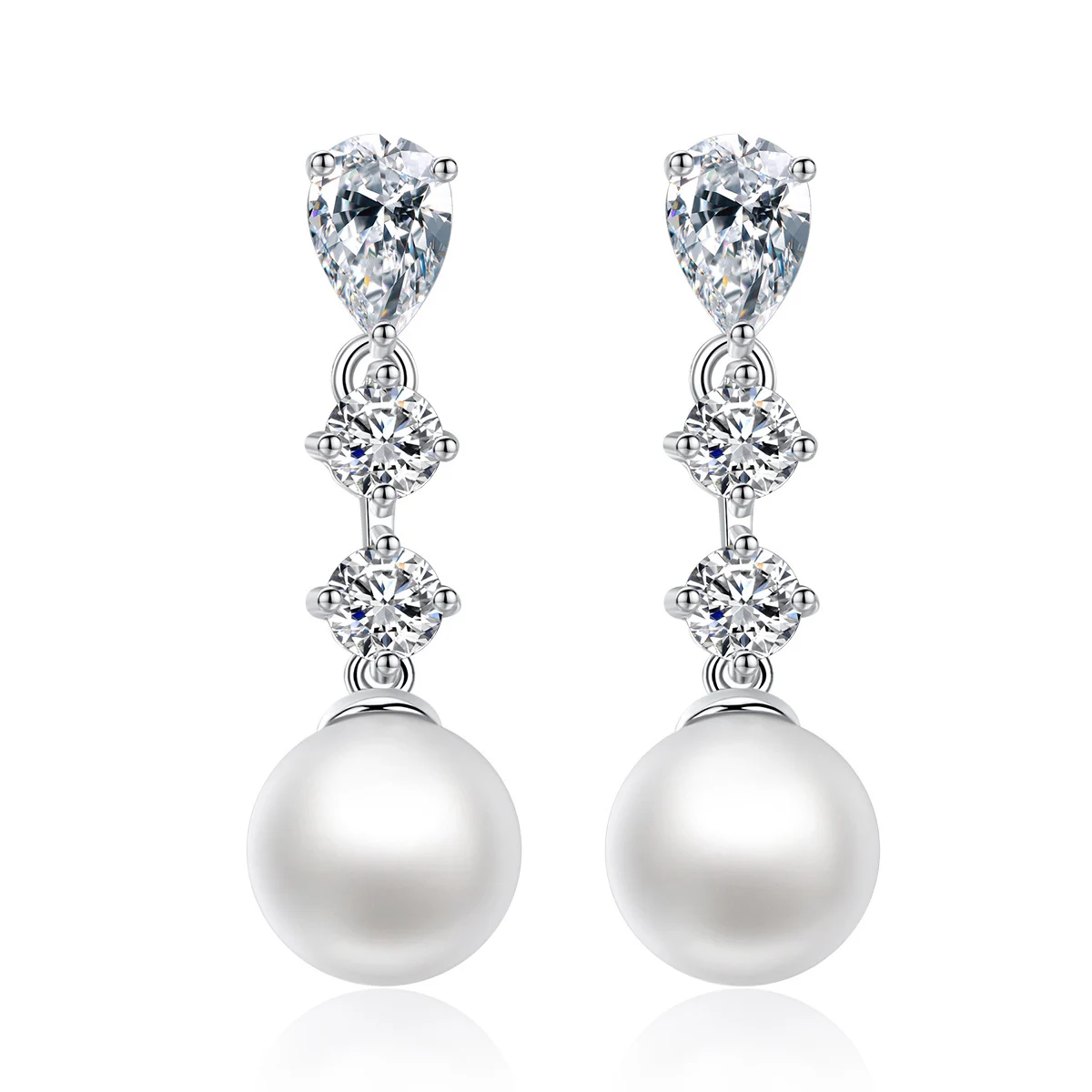 

Smallo Geometric AAA Cubic Zirconia Pearl Earrings For Women Short Dangle CZWedding Earrings For Brides Party Jewellery