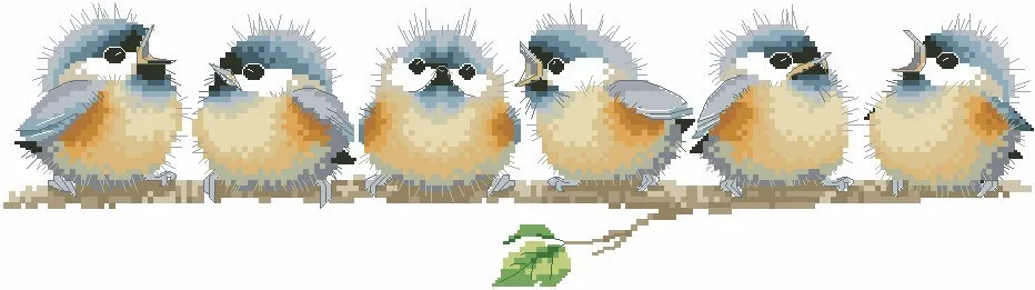 CS-1842 Cross Stitch Kit Chorus Line Six 6 birds in a row