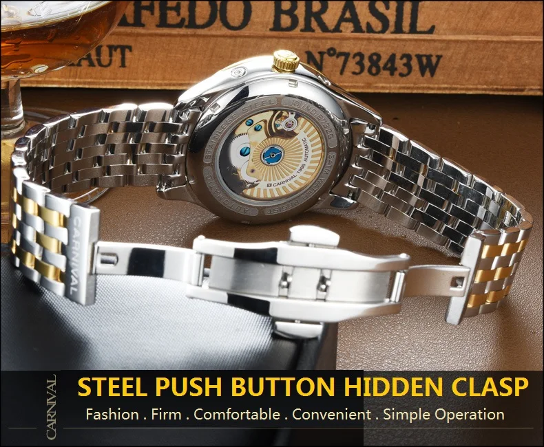 Карнавальные модные деловые мужские часы лучший бренд класса люкс Moon phase автоматические часы мужские многофункциональные светящиеся механические часы