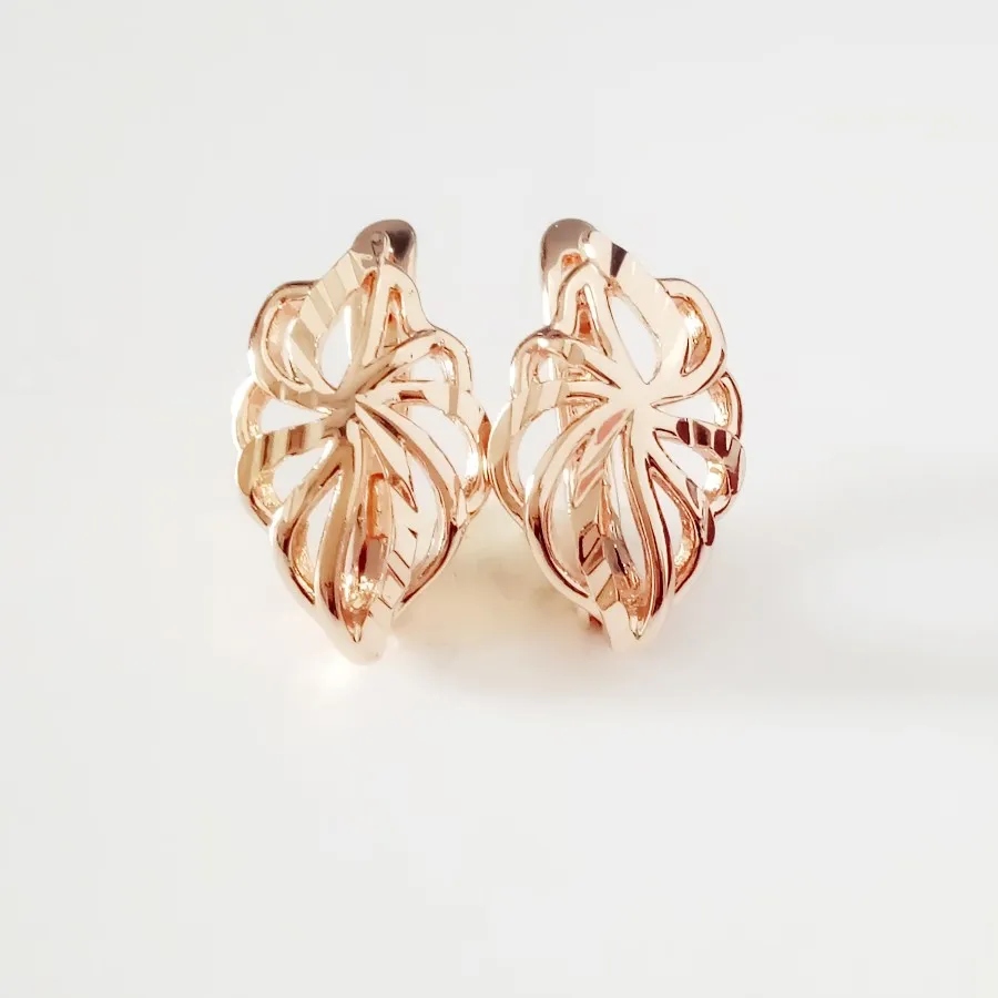 

2018 Fashionable Jewelry For Women Rose 585 Gold Color Leaf Shape Earrings Hot New Drop Earrings