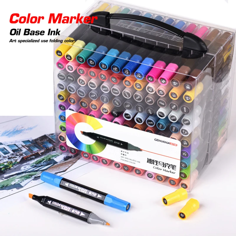 Kaufen WISSEN 12 24 36 48 72 Farben Skizze Marker Set Fettige Basis tinte Kunst Spezial Verwendung falten Farbe Für Draw Animation Manga Liefert