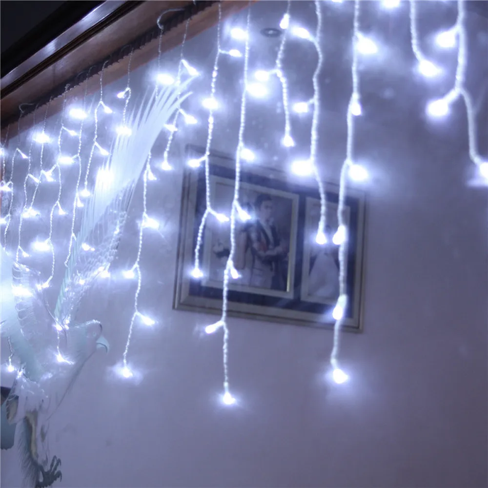 INS светодиодный оконный занавес сосулька гирлянда сказочные огни для свадьбы декор для вечеринки Рождества лампы освещение Блеск энергосберегающие ночные светильники